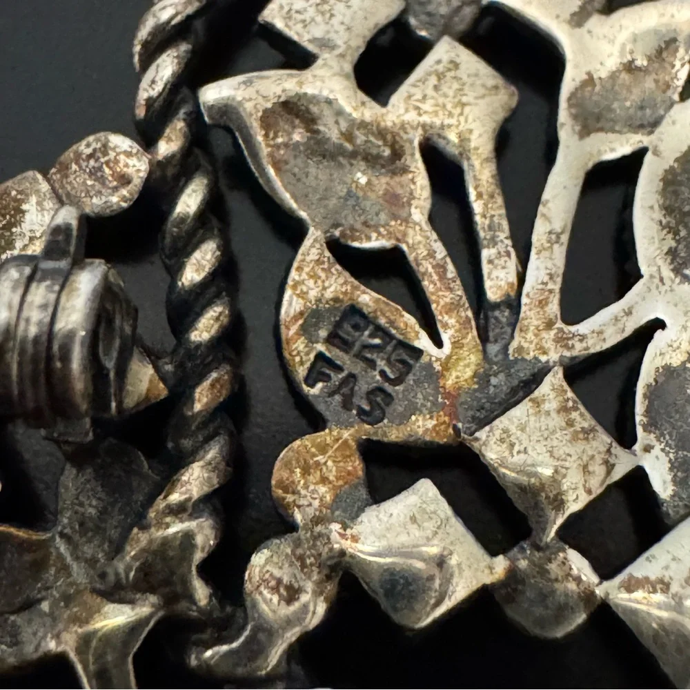 Vintage Sterling Silver Marcasite Basket Brooch
